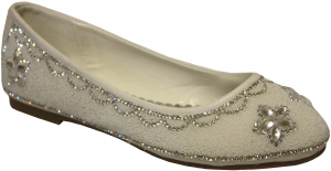 GIRLS FLAT SHOES & RHINESTONES (WHITE)